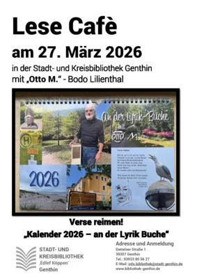 Lese-Café mit Bodo Lilienthal – Stadt- und Kreisbibliothek Genthin lädt am 27. März 2026 zu einer poetischen Reise ein (Bild vergr&ouml;&szlig;ern)