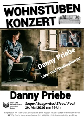 Wohnstubenkonzert mit dem Live- und Studiogitarristen Danny Priebe am Freitag, 29. Mai 2026, um 19 Uhr in der Stadt- und Kreisbibliothek Genthin (Bild vergr&ouml;&szlig;ern)