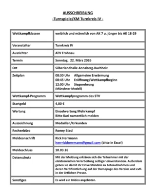 Ausschreibung Kreismeisterschaft Gerätturnen 2026 - 22. März 2026 (Bild vergr&ouml;&szlig;ern)