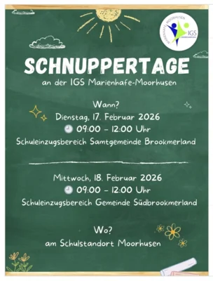 Schnuppertage für die Grundschulen am 17. und 18. Februar