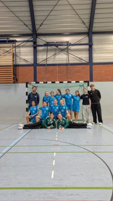 U14-Handballerinnen des Lessing-Gymnasiums beim Bezirksfinale in Solingen (Bild vergr&ouml;&szlig;ern)