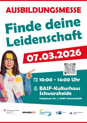 Ausbildungsmesse „Finde deine Leidenschaft“ am 07.03.2026 von 10:00 Uhr bis 14:00 Uhr im BASF-Kulturhaus in Schwarzheide (Bild vergr&ouml;&szlig;ern)