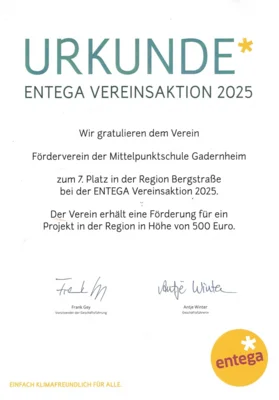 Meldung: ENTEGA Vereinsaktion - 500 Euro Gutschein eingelöst
