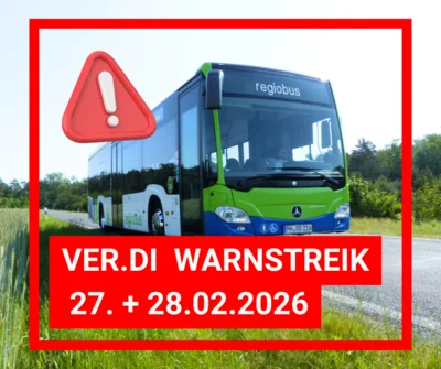 Mögliche Fahrtausfälle – Streik am 27. & 28.02.2026 (Bild vergr&ouml;&szlig;ern)