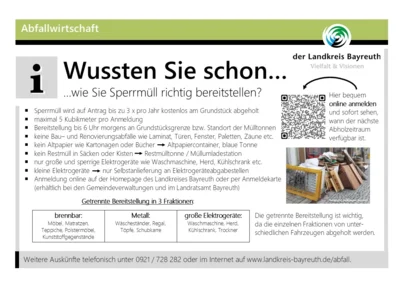 Information des Landkreises Bayreuth - Sperrmüll richtig bereitstellen! (Bild vergr&ouml;&szlig;ern)