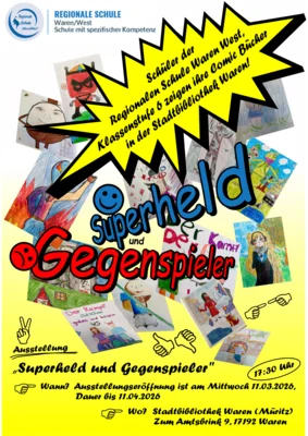 Comic-Ausstellung der sechsten Klassen in der Stadtbibliothek Waren (Bild vergr&ouml;&szlig;ern)