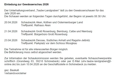 Einladung zur Gewässerschau 2026 (20.04./ 21.04/ 23.04) (Bild vergr&ouml;&szlig;ern)
