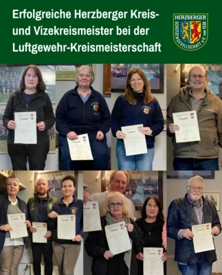 Erfolgreiche Herzberger Kreis- und Vizekreismeister bei der Luftgewehr-Kreismeisterschaft (Bild vergr&ouml;&szlig;ern)