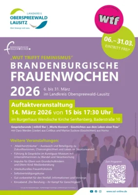 Brandenburgische Frauenwochen 2026 laden im März zu zahlreichen Veranstaltungen im Landkreis OSL | Auftakt am 14. März in Senftenberg