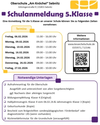 Schulanmeldung - 5.Klassen (Bild vergr&ouml;&szlig;ern)