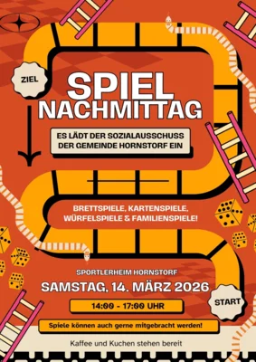 14.3.2026 im Sportlerheim Hornstorf - Spielenachmittag von 14 Uhr bis 17 Uhr