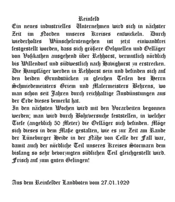 Zeitungsausschnitt Reinfelder Landbote. Man kann ihn sich im Chronikauaszug vorlesen lassen. (Bild vergr&ouml;&szlig;ern)