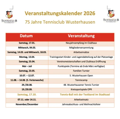 Veranstaltungskalender 2026