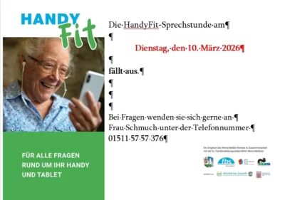 Entfall der HandyFit-Sprechstunde am 10.03.2026 (Bild vergr&ouml;&szlig;ern)
