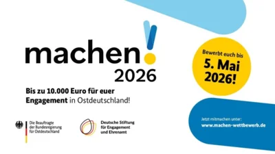 Foto zur Meldung: Wettbewerb „machen!2026“ startet: Engagierte können sich ab jetzt bewerben Foto zur Meldung: Wettbewerb „machen!2026“ startet: Engagierte können sich ab jetzt bewerben