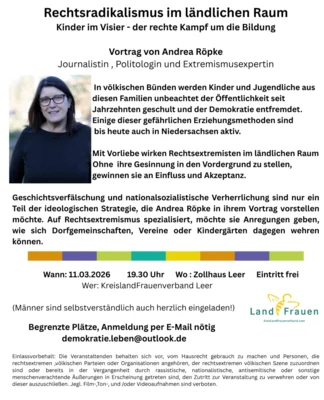 Rechtsradikalismus im ländlichen Raum - Vortrag  von Andrea Röpke am 11.03.2026