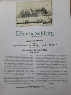 Lesung und Musik zum Hohen Lied Salomos am 23.4.2026 um 19:30 Uhr in der Kirche St. Jürgen (Bild vergr&ouml;&szlig;ern)