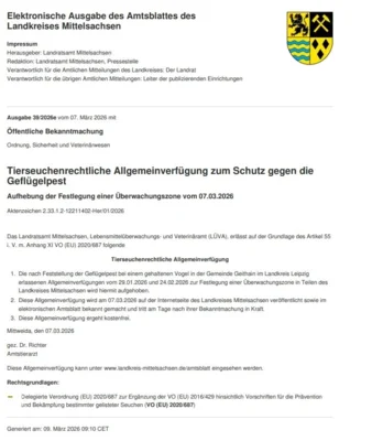 Wichtige Information des Landratsamtes Mittelsachsen zur Geflügelpest (Bild vergr&ouml;&szlig;ern)