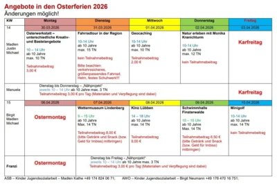 Ferienangebot in den Osterferien (Bild vergr&ouml;&szlig;ern)