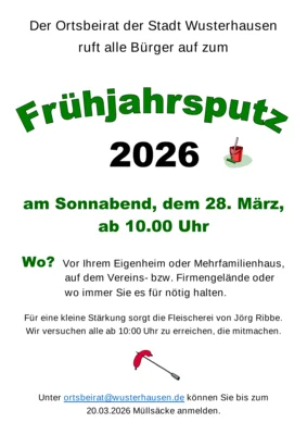 Der traditionelle Frühjahrsputz für Wusterhausen/Dosse steht an!