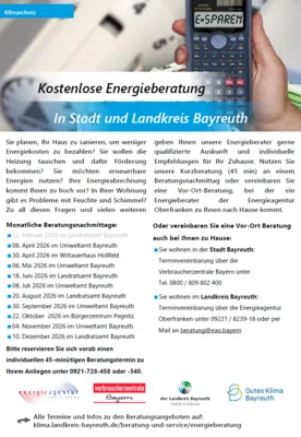 Kostenlose Energieberatung - In Stadt und Landkreis Bayreuth (Bild vergr&ouml;&szlig;ern)