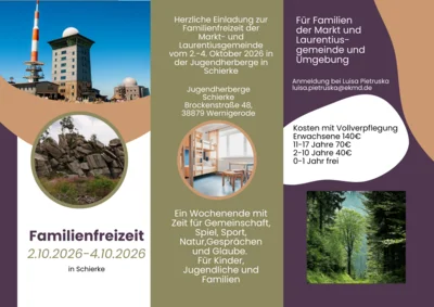 +++zum Vormerken+++ Wochenende 02. bis 04. Oktober Familienfreizeit in Schierke