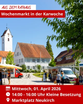 Meldung: Karfreitag fällt der Wochenmarkt aus !