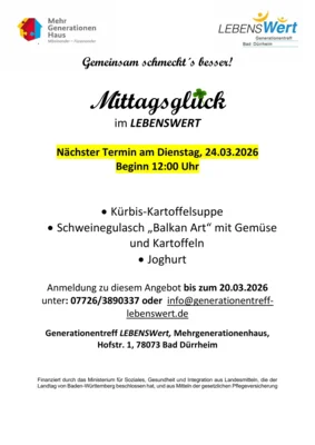 Mittagsglück im Mehrgenerationenhaus