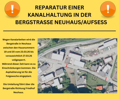 Reparatur einer Kanalhaltung in der Bergstraße Neuhaus/Aufseß. (Bild vergr&ouml;&szlig;ern)