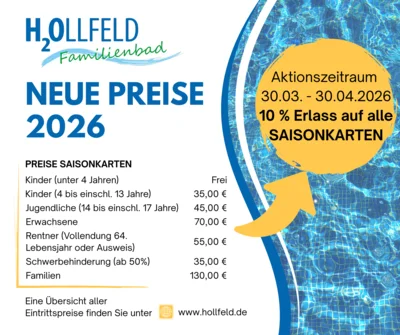 Freibad Hollfeld- neue Preise 2026 - Aktion Saisonkarten (Bild vergr&ouml;&szlig;ern)