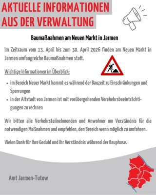 Baumaßnahmen am Neuen Markt in Jarmen (Bild vergr&ouml;&szlig;ern)