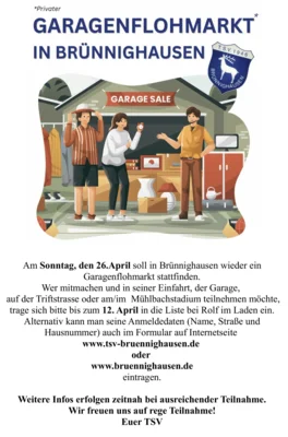 Meldung: ANMELDUNG ZUM GARAGENFLOHMARKT 2026