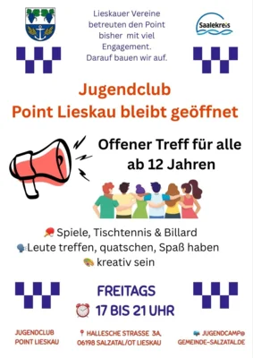 Meldung: Jugendclub Point Lieskau bleibt weiter geöffnet