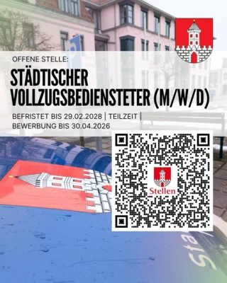 Offene Stelle: Städtische/r Vollzugsbedienstete/r (m/w/d)