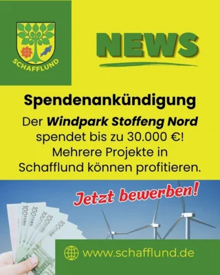 Spendenankündigung vom Windpark Stoffeng Nord