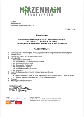 Jahreshauptversammlung 2026