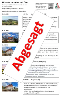 Absage Wanderungen