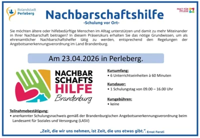 Schulung Nachbarschaftshelfer am 23.04.2026 in Perleberg - Pakt für Pflege (Bild vergr&ouml;&szlig;ern)