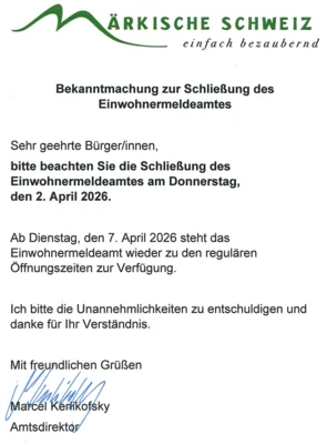 Einwohnermeldeamt am 02. April geschlossen (Bild vergr&ouml;&szlig;ern)
