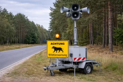 Testphase für mobile Sirenen zur Warnung vor Wildtierbewegungen startet (Bild vergr&ouml;&szlig;ern)