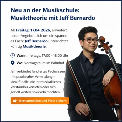 Musiktheorie mit Jeff Bernardo: freitags 17–18 Uhr im Vortragsraum. Praxisnah, verständlich und ideal zur Vertiefung musikalischer Grundlagen. (Bild vergr&ouml;&szlig;ern)