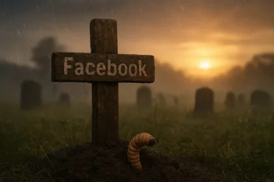 Grabkreuz mit Facebook-Aufschrift (Bild vergr&ouml;&szlig;ern)
