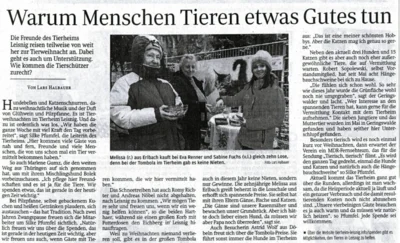 Zeitungsartikel Warum Menschen Tieren etwas Gutes tun (Bild vergr&ouml;&szlig;ern)