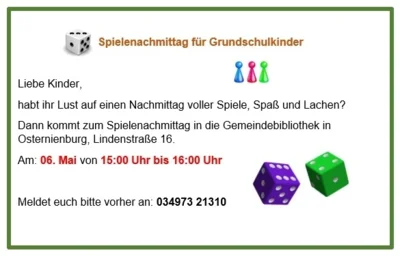 Spielenachmittag für Grundschulkinder am 6.Mai 2026 (Bild vergr&ouml;&szlig;ern)