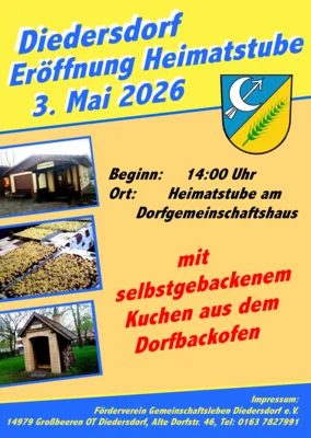 © Plakat: Einladung zur Eröffnung der Heimatstube Diedersdorf (Bild vergr&ouml;&szlig;ern)