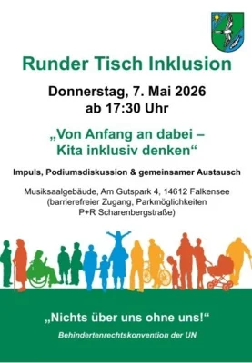 Von Anfang an dabei – Kita inklusiv denken | Runder Tisch Inklusion trifft sich am 7. Mai im Musiksaal