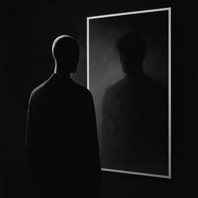Eine Person steht zwischen Licht und Schatten – Symbol für den inneren Konflikt zwischen alten Mustern und dem Wunsch nach Veränderung. (Bild vergr&ouml;&szlig;ern)