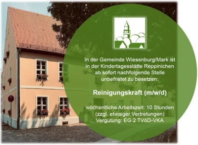 STELLENAUSSCHREIBUNG - Reinigungskraft in der Kita Reppinichen (m/w/d) (Bild vergr&ouml;&szlig;ern)