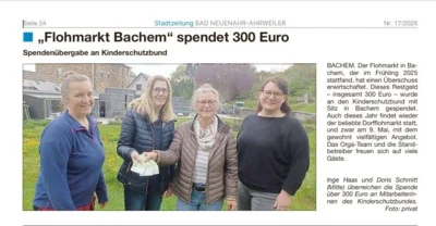 2026-04-21 Stadtzeitung - Spendenübergabe Flohmarkt Bachem (Bild vergr&ouml;&szlig;ern)