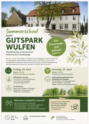 Summerschool zum Gutspark Wulfen am 24.04.2026 um 10 Uhr (Bild vergr&ouml;&szlig;ern)